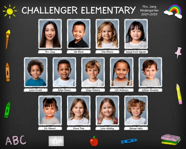 Preschool Chalkboard - EZ Composites Template (Up to 32 Students)