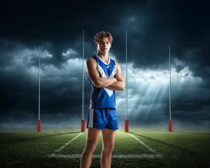 Australian Rules Football - Goalpost At Night - Digital Background