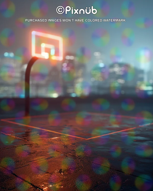Basketball - Neon Cityscape - Digital Background - Image 4