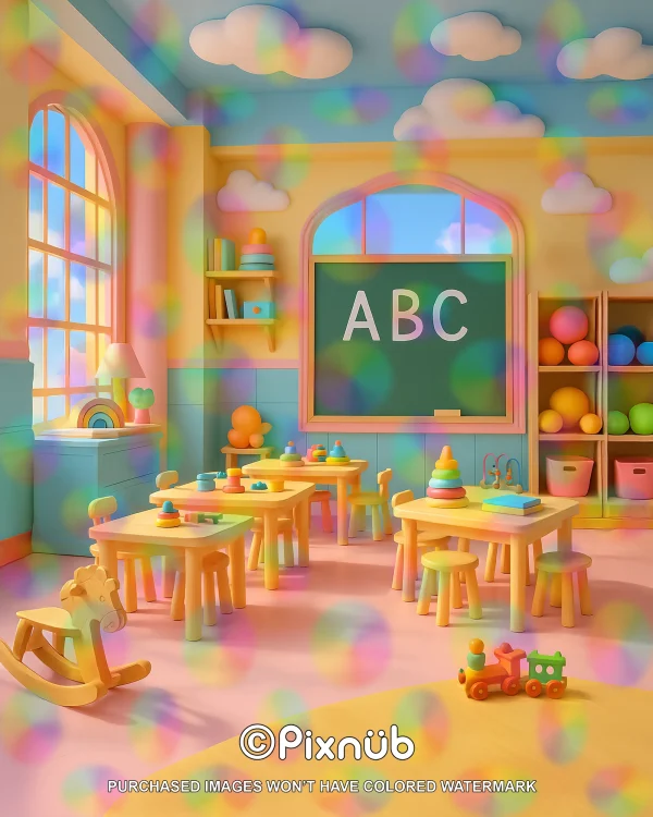 Kindergarten Classroom - Set of 2 - Digital Backgrounds - Image 4