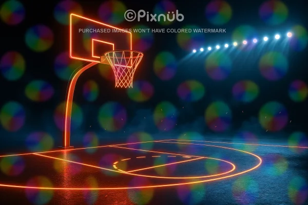 Basketball - Neon Court - Digital Background - Image 2