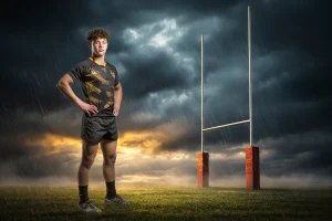 Rugby Rain At Sunset - Digital Background