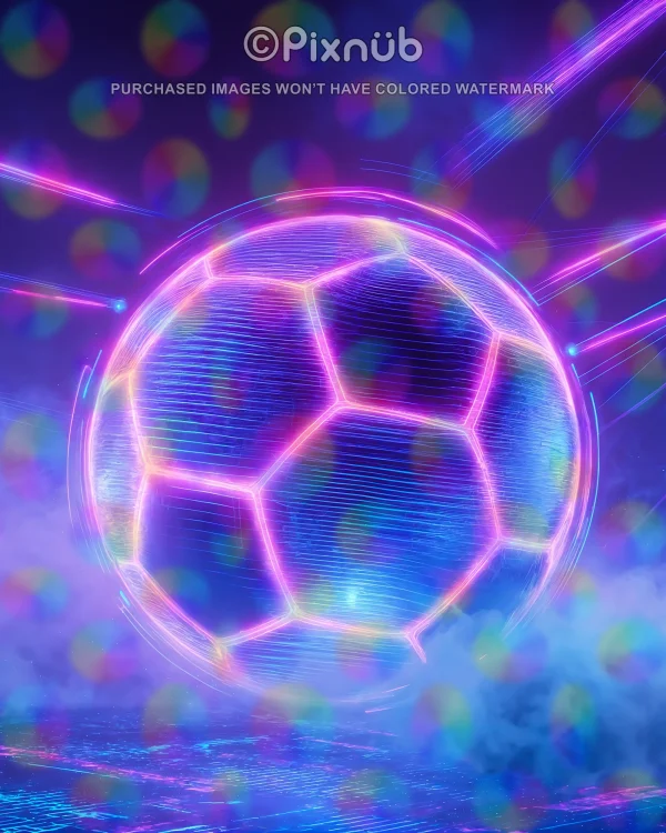 Neon Soccer Ball - Digital Background - Image 2