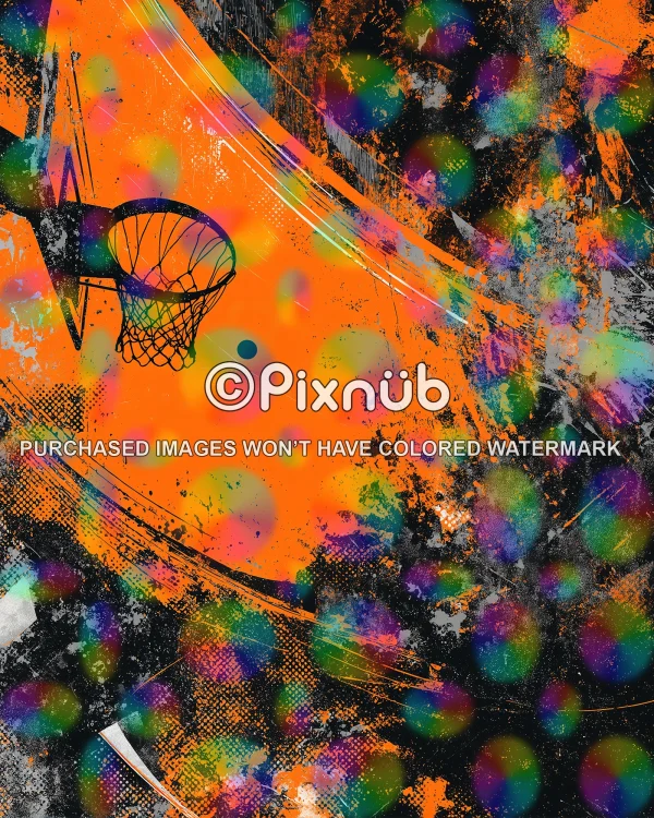 Grunge Paint Basketball - Digital Background - Image 2
