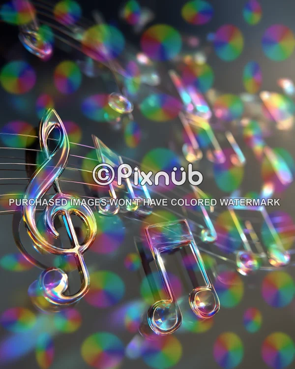 Iridescent Music Notes - Digital Background - Image 2