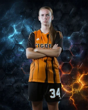 Fire and Lightning Hexagons - Digital Background