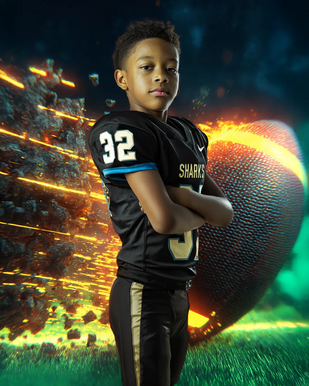 Ember Rush Football - Digital Background